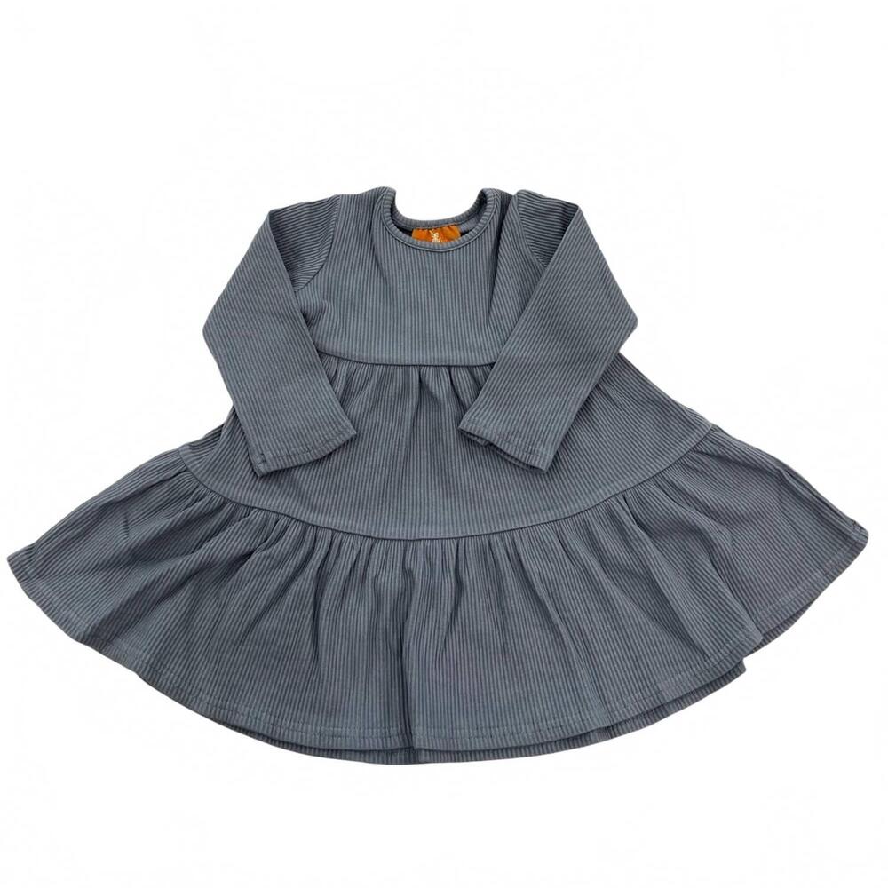 NEW MILLIE JAY girls camden ribbed tiered dress in blue